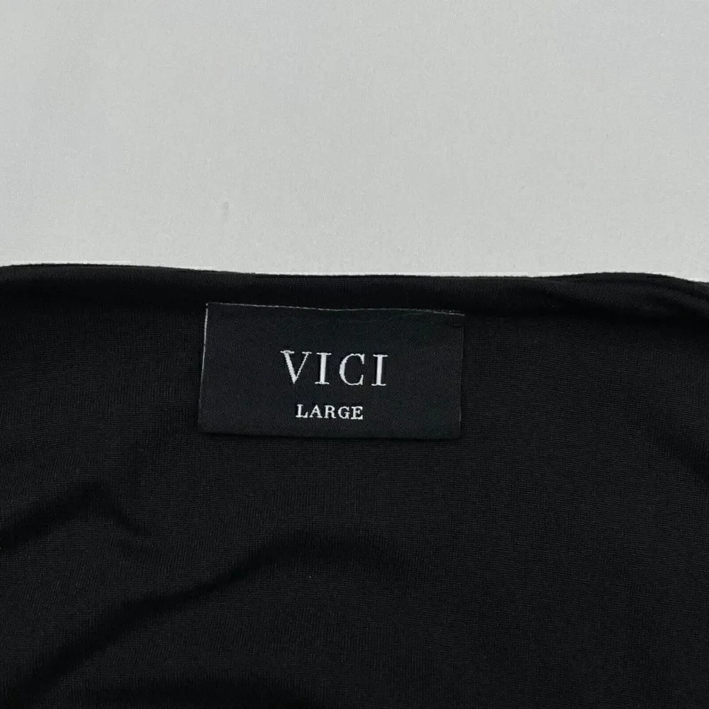 VICI Black Soft Stretch Thong Bodysuit Large